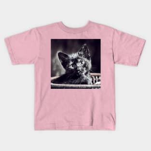 ART BLACK AND BLACK CAT Kids T-Shirt